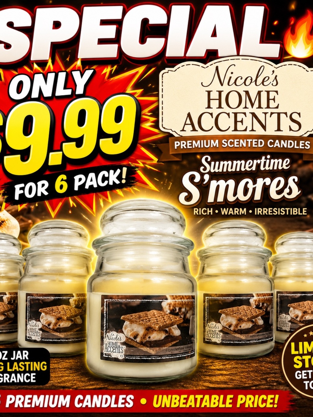 Summertime S'mores Scented Candle - Cream